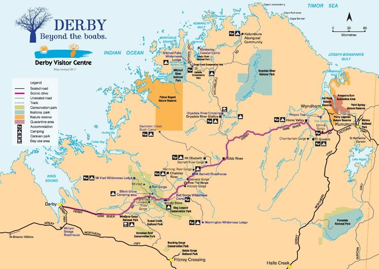 Map courtesy of the Derby Visitor Centre – 30 Loch St. Derby